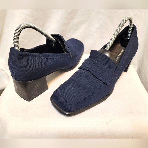 Vintage Sesto Meucci Block Heels Navy Sz 10 M - Picture 1 of 8